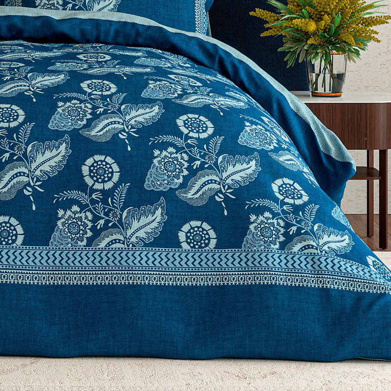 Eastern Bloom Cotton Floral Duvet Cover Set with Pillowcases Included, King Duvet Cover Set + 2 Pillowcases