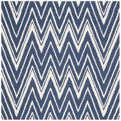 Sanyla Hand-Tufted Wool Navy/Ivory Area Rug