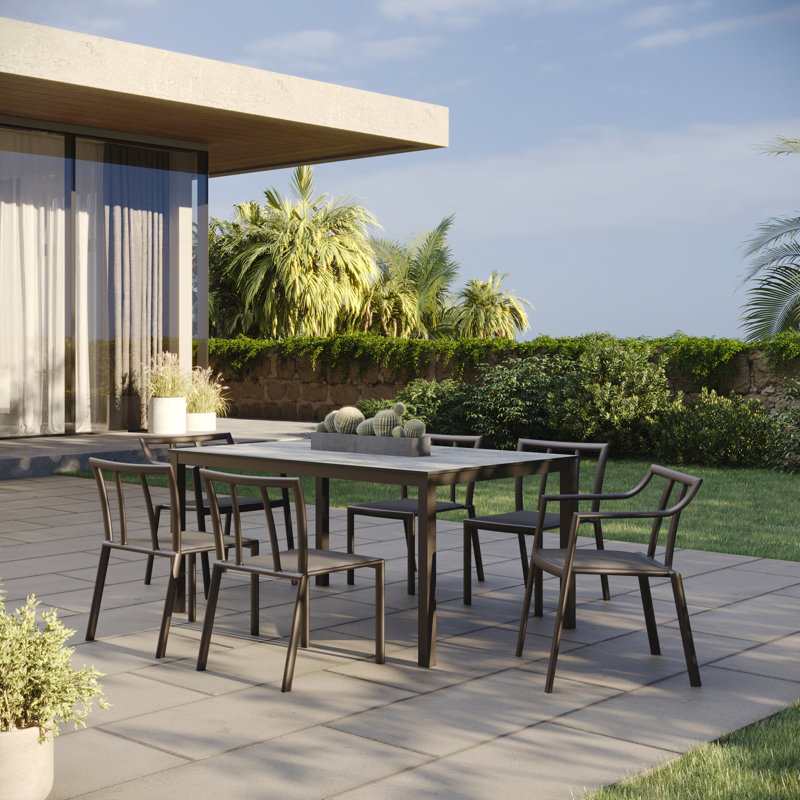 Markoe Stacking Metal Patio Side Chair, 4