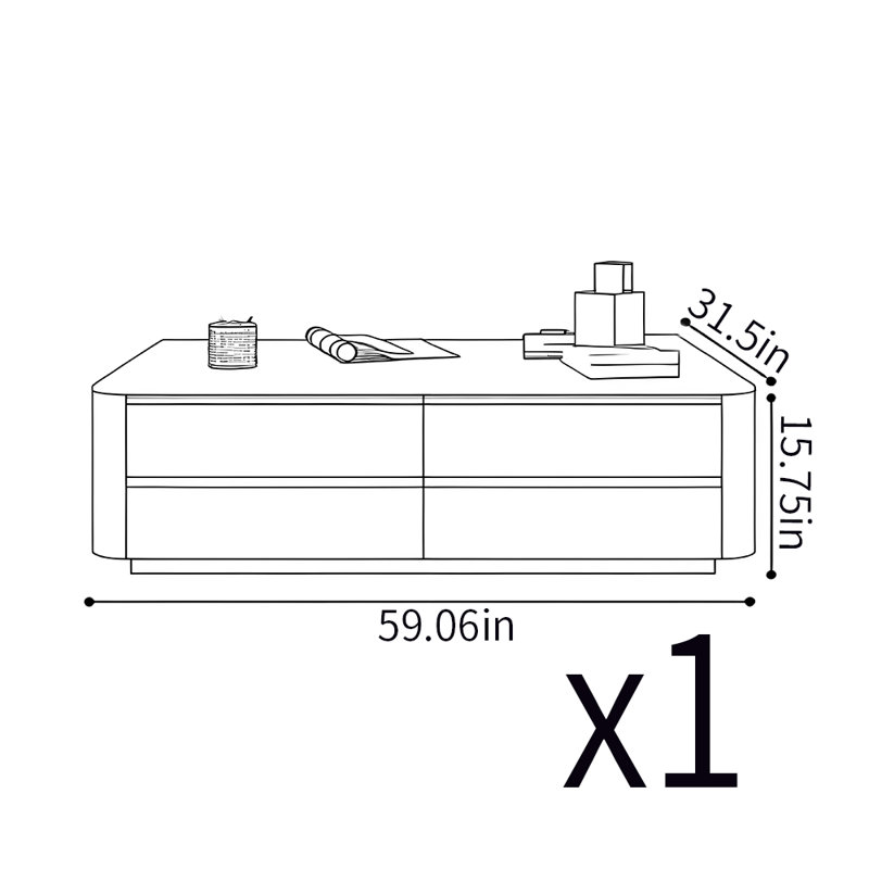 Table basse de salon de style moderne, H 15,75 po x L 59,06 po x l 31,5 po, Brun