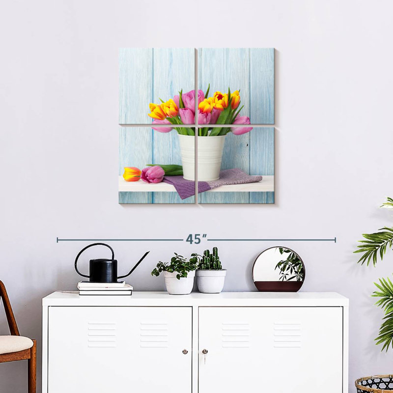 Harnek tulipes dans un seau, H 26 po x l 26 po