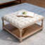 Grandes tables basses carrées avec repose-pieds pour salon, repose-pieds capitonné en lin avec tablette de rangement et pieds solides pour bureau