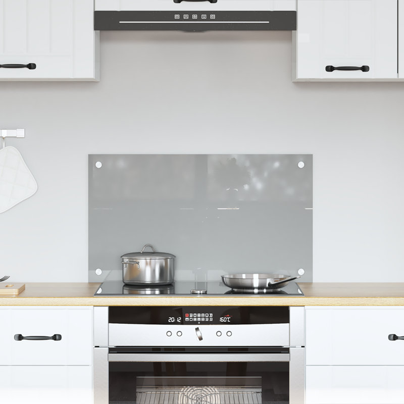 Kitchen Backsplash Tempered Glass, 40 x 70 cm, Light Grey