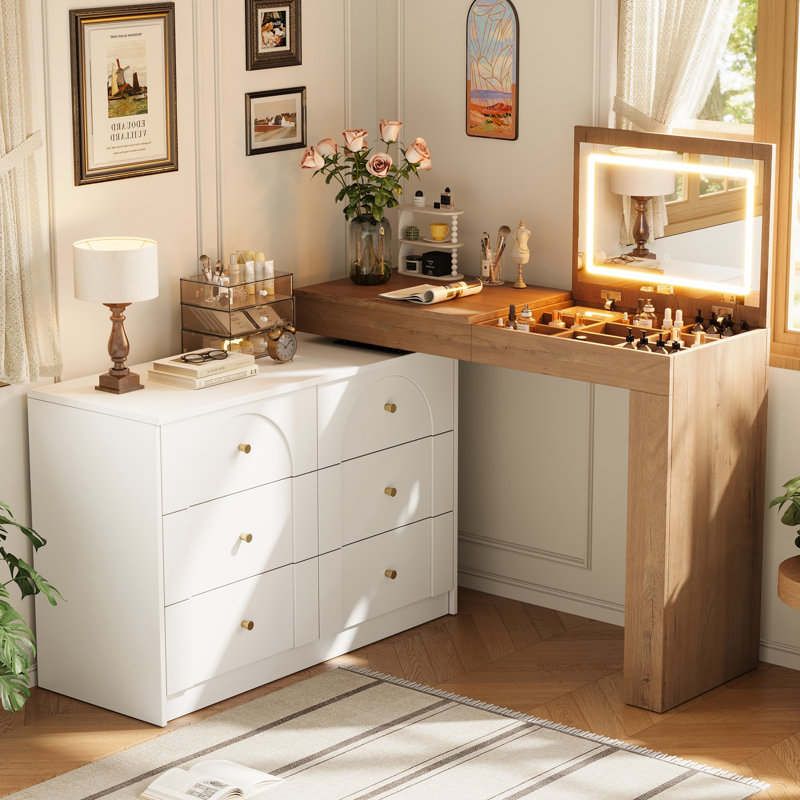 Dressing Table, White+Natural