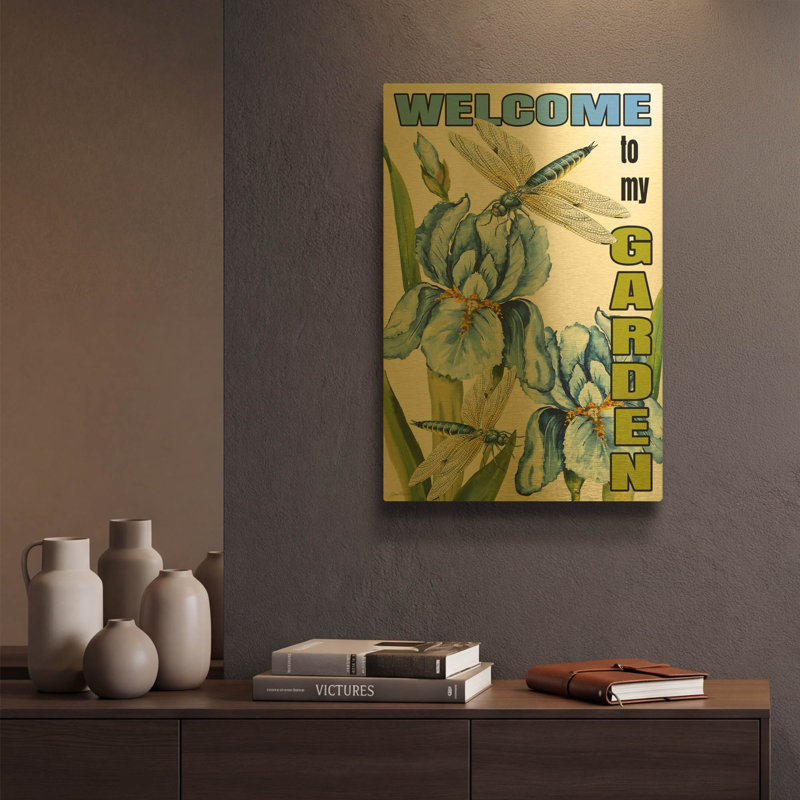 «Flag 5» par Jean Plout, art mural en métal doré, 12 po x 16 po, 12"x16"
