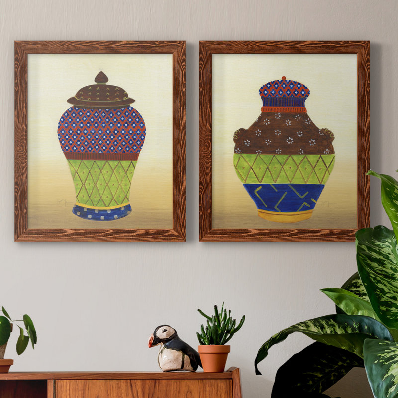 «Marrakech Urn I», ensemble de 2 reproductions d'art, H 24 po x l 36 po x P 1,5 po, Toile avec cadre érable, Pas de tapis