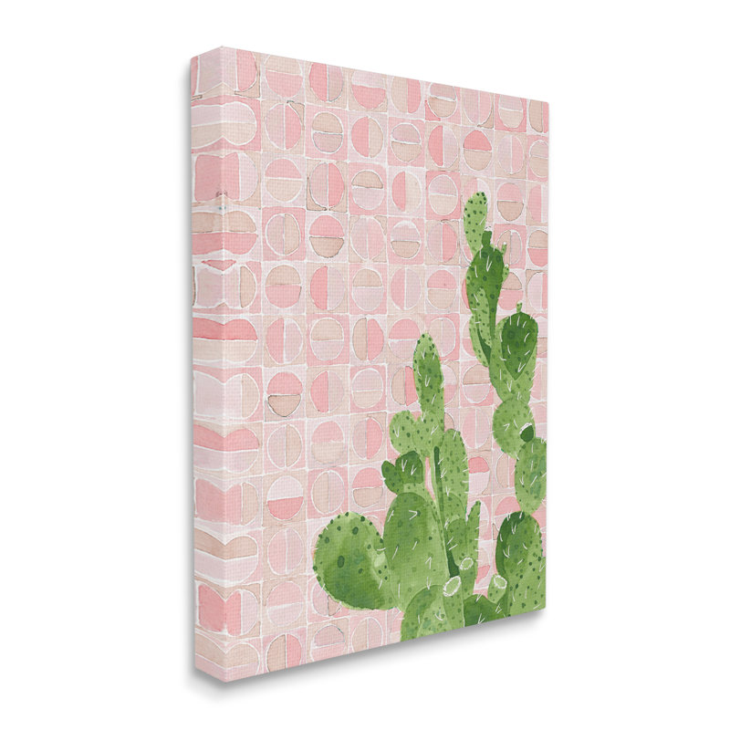 Motif géométrique abstrait cactus, H 20 po x l 16 po x P 1,5 po, Toile tendue