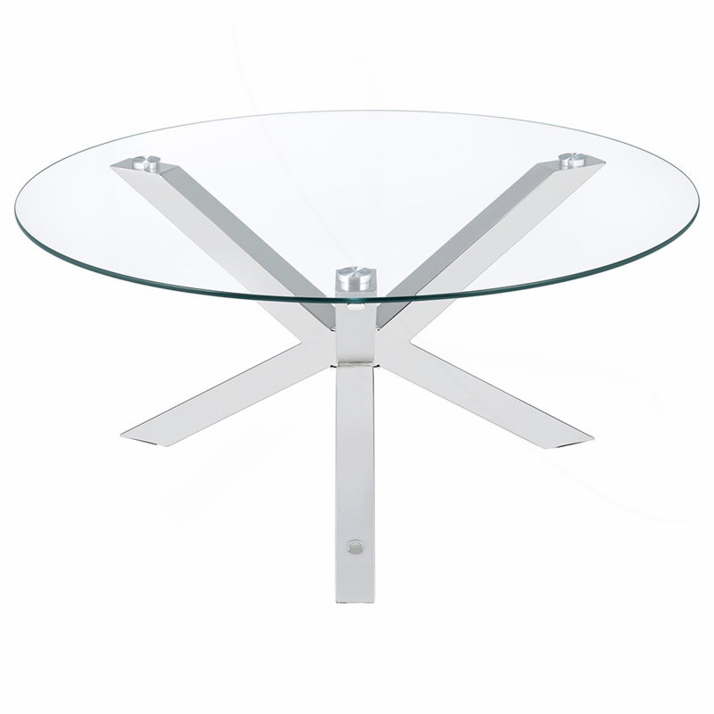 Table basse chromée en verre trempé