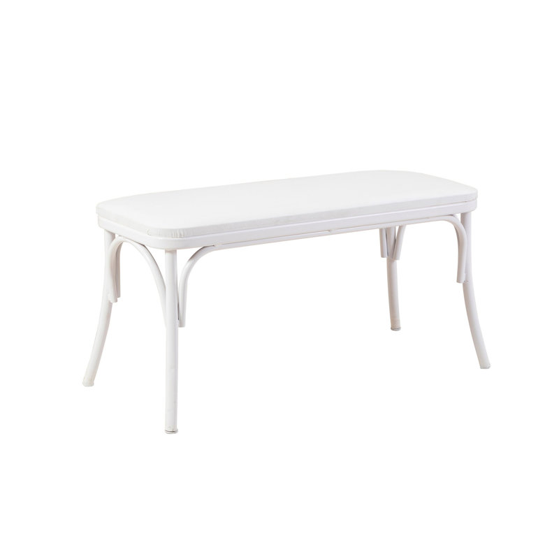 Elegant White Bench with Beech Wood Legs, 39.4 x 19.3 x 15.9 inches | 100% Melamine Coated Particle Board Top, 100% Leatherette Upholstery | Stylish & Functional Seating for Home Entryway or Living Room