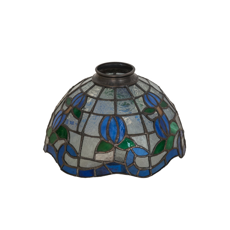 Abat-jour fantaisie en verre H 5 po x l 7 po Angenetta - gris / bleu / vert