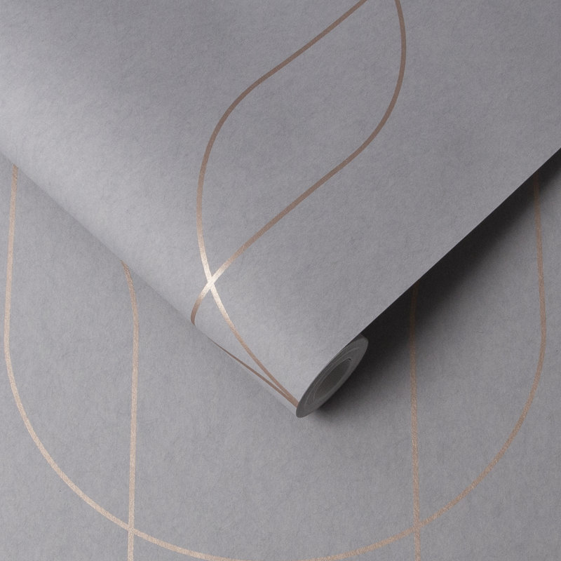 Geometric Metallic Wallpaper Double Roll, Gray
