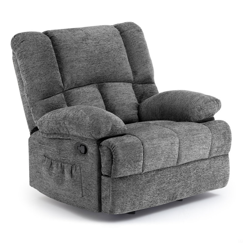 Fauteuil inclinable et berçant surdimensionné, Polyester gris