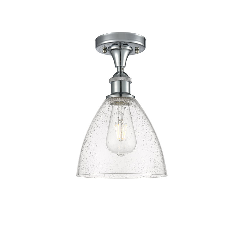 Aloisa Glass Semi Flush Mount, 11.25" H x 7.5" W x 7.5" D, Polished Chrome