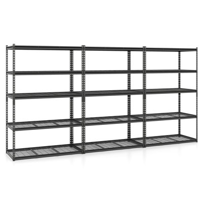 3 tablettes utilitaires robustes à 5 niveaux avec grilles réglables, capacité de 2 000 lb
