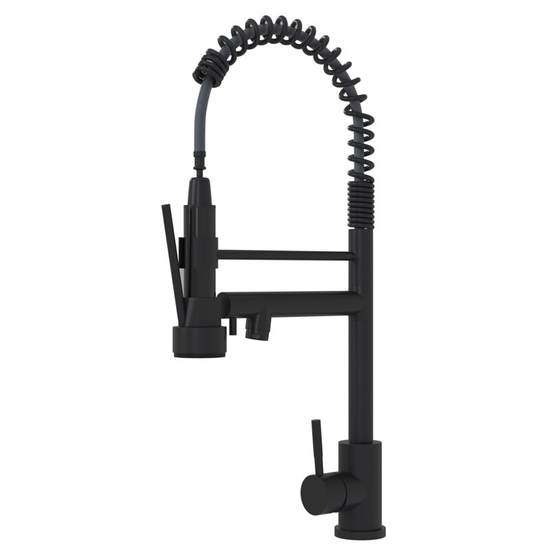 Kitchen Faucet In Matt Black - Modern Style, Stainless Steel 304 Construction, Ideal For Residential Kitchens 19" Single Handle 304, Contemporary Style Residences