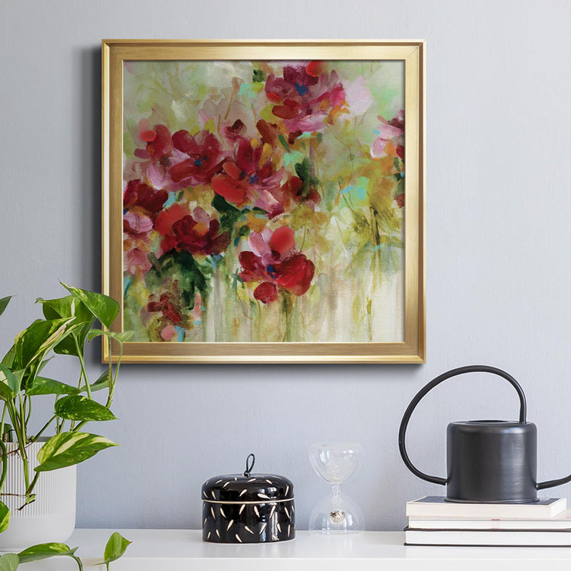 «Garden Play II», peinture sur toile encadrée, Or, H 34,5 po x l 34,5 po x P 1,5 po