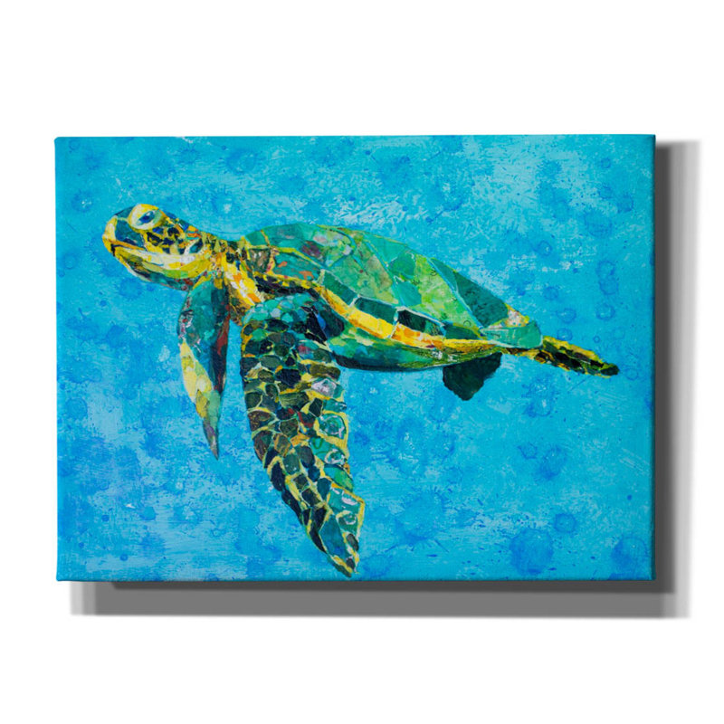 "Tahlequah", tortue de mer flottante sur toile par St. Hilaire Elizabeth, reproduction, H 18 po x l 26 po x P 0,75 po