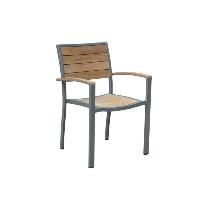 SoHo Teak Aluminum Outdoor Stacking Armchair, Silver