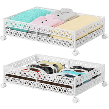 Under Bed Storage Under Bed Shoe Storage Containers with Wheels Metal  Underbed Storage Organizer Drawers Bedroom Storage Organization with  Handles