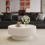 Table basse ronde cannelée moderne avec rangement caché et plateau en verre trempé-129268070