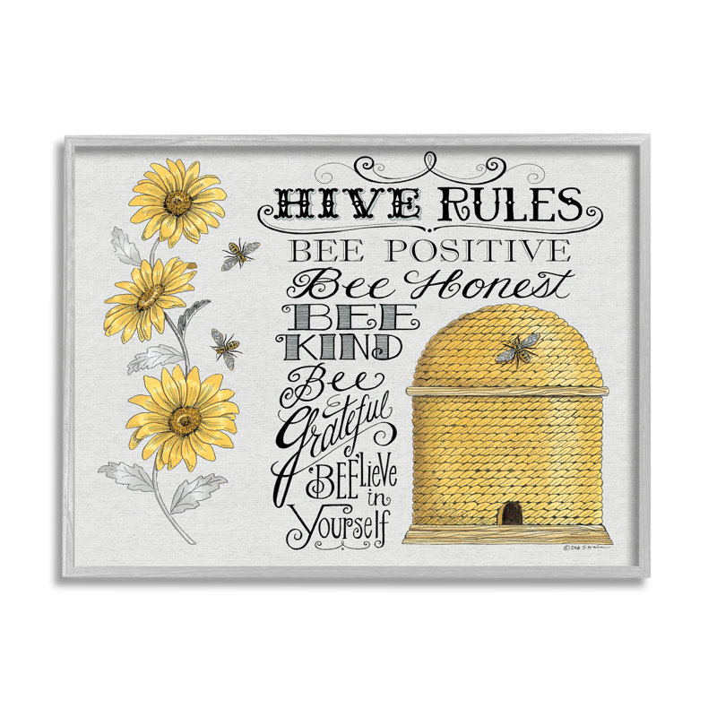 «Hive Rules», H 16 po x l 20 po x P 1,5 po, Estampe numérique Farmhouse