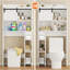 Armoire de rangement de salle de bain au-dessus de la toilette avec porte coulissante, organisateur compact de 7,5 po de profondeur avec tablettes à 3 niveaux et porte-papier hygiénique