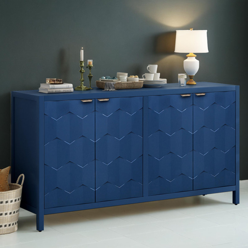 Console de rangement en bois, Bleu marine