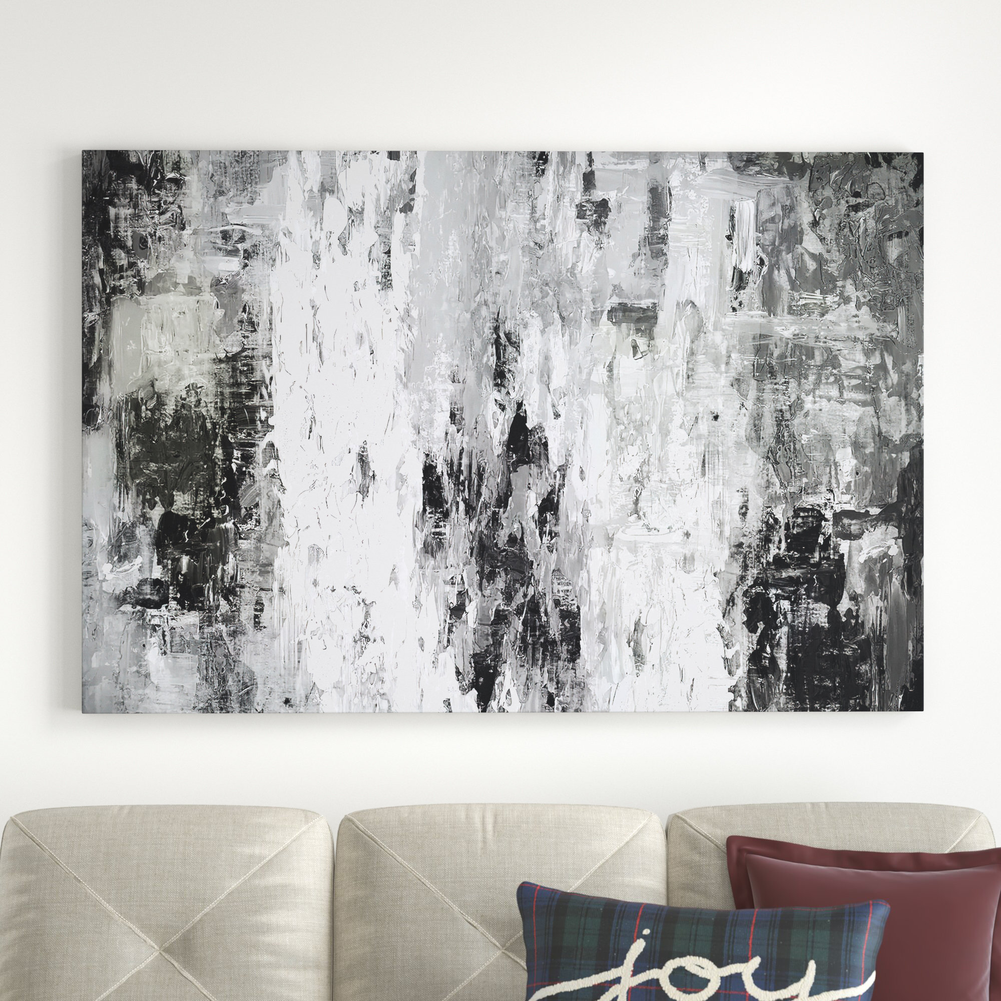 Grey and White Wall Art Oil Painting on Canvas - Noho Art