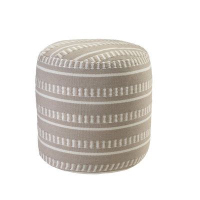20" Polyester Round Striped Indoor Outdoor Pouf Ottoman by Dakota Fields