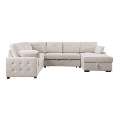 Multi-Functional L-Shaped Corner Sofa With Storage & Convertible Bed, For Modern Living And Space Efficiency.