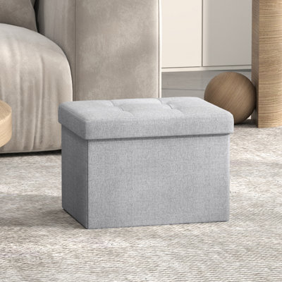 Small Folding Storage Ottoman, Foot Rest Stool, 12.2 X 16.1 X 12.2 Inches, For Living Room, Bedroom, Dorm