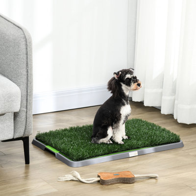 Dog Grass Pad With Tray, 26.4" L X 16.2" W, 2 Pack Artificial Washable Pads, Indoor Outdoor, Hygienic For Potty Training 26" 16" , Hygienic, Easy To Use Dogs