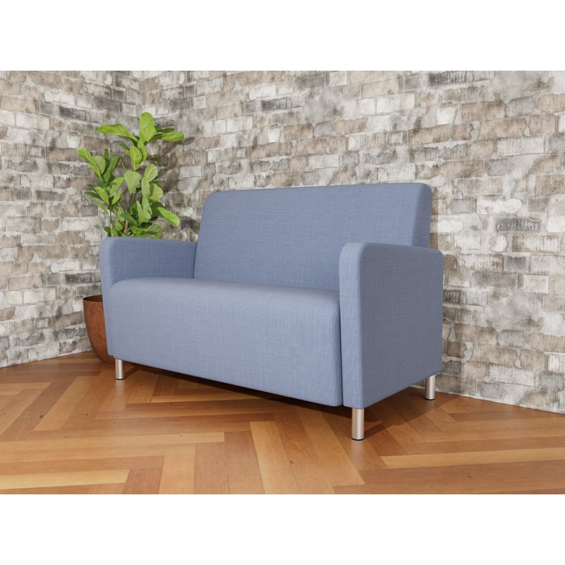 Causeuse de réception Ravenna, Acier brossé, Chambray bleu marine clair