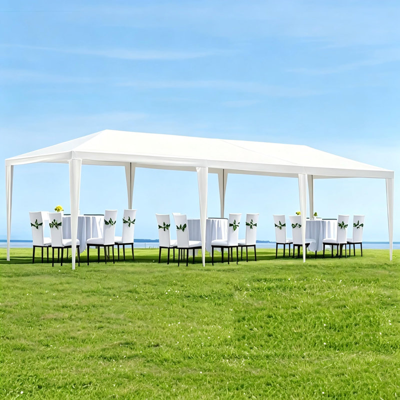 Outdoor Steel Frame Party Gazebo Canopy Tent, 3x6m / 3x9m Waterproof PE Shelter Fits 20-30 Guests for Wedding Backyard BBQ Events