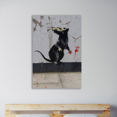 Rat by Banksy - Wrapped Canvas Print