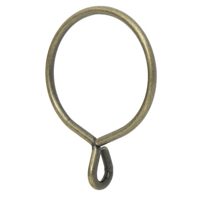 Drapery Eyelet Curtain Rings - 2.3" Ring for Curtain Hook Pins, Set of 14 - Antique Brass