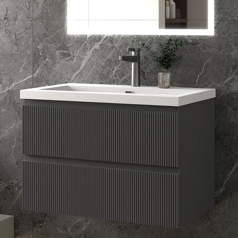 790mm Single Bathroom Vanity with Integrated Resin Basin