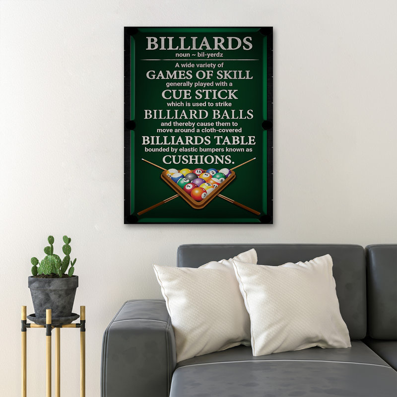Billiards - Deeeffinition Of Billiards - 1 pièce, impression d'art graphique rectangulaire sur toile tendue