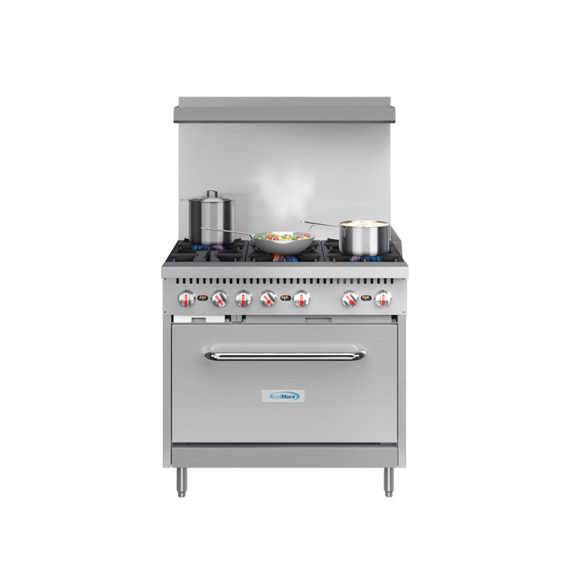 KoolMore 36'' Stainless Steel Commercial Convection Oven with 6 Burners