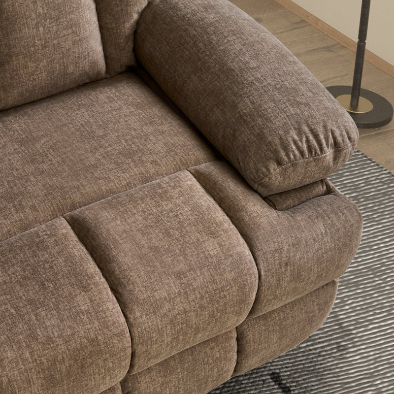 Manual Rocker Reclining Loveseat With Center Console, Plush Cat-proof Fleece Upholstery, Hidden Storage & Charging Ports