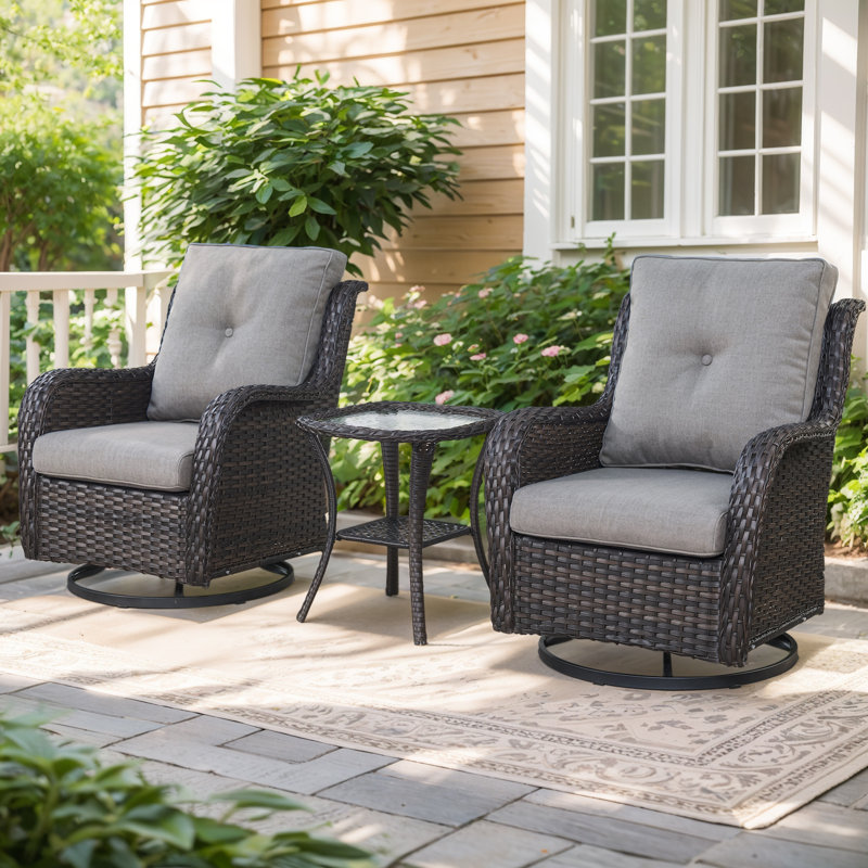 Shida 2 - Person Patio Conversation Set with Cushions, Gray