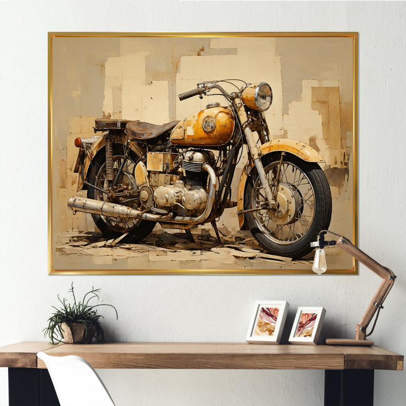 Minimalisme, motocyclette IV, impression d'art mural, Cadre flottant doré, H 12 po x l 20 po x P 1 po