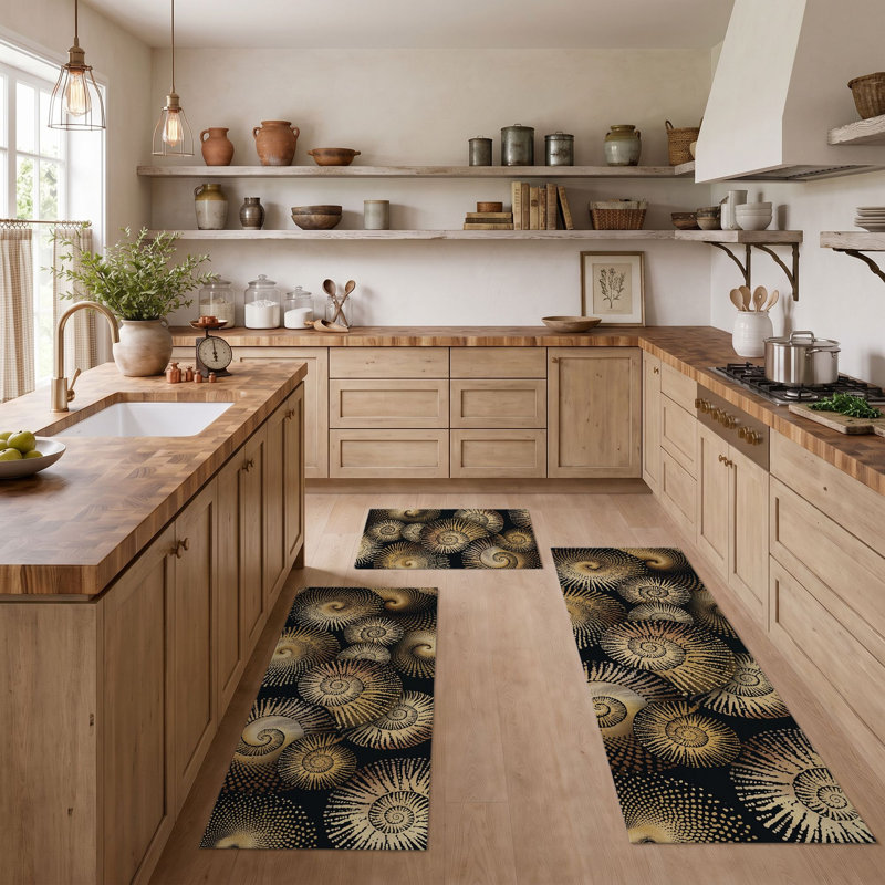 Sunburst Pattern Non-Slip Washable Kitchen Mats