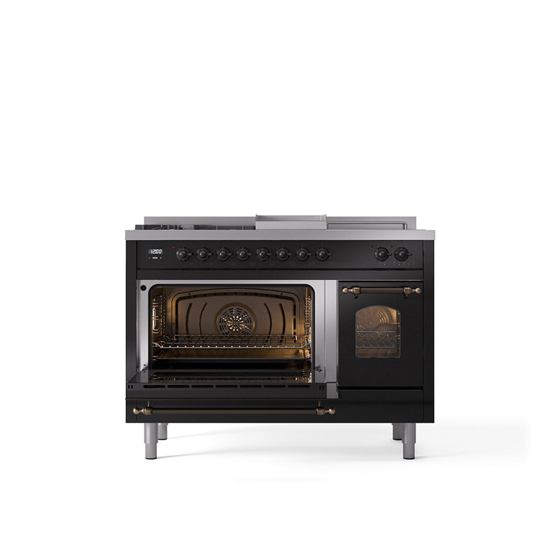 ILVE Nostalgie II 48 Dual Fuel Range, Glossy Black/Bronze, Natural Gas