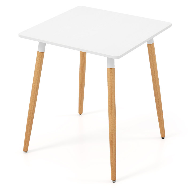 Square Dining Table Farmhouse Minimalist Dinner Table w/ Sturdy Metal Legs