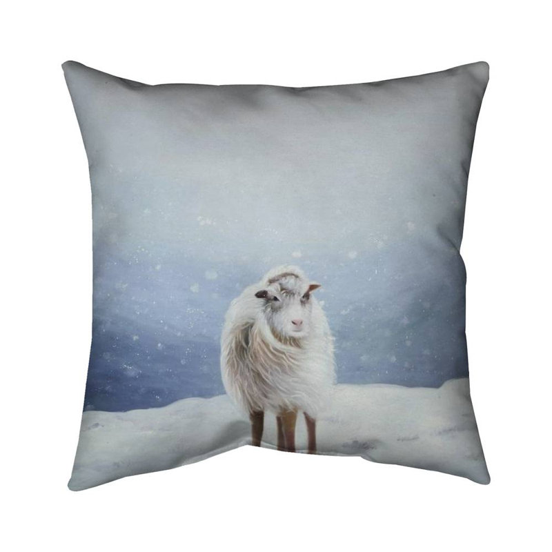 Long hair sheep - 16"x16" Outdoors Throw pillow - Spun poly - Print on demand