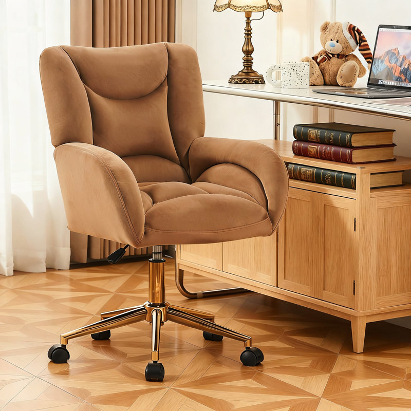 Chaise de bureau pivotante 360, Café, Velours