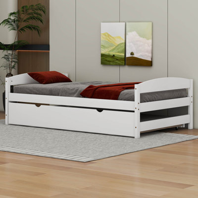 Twin Solid Wood Platform Bed with Trundle
