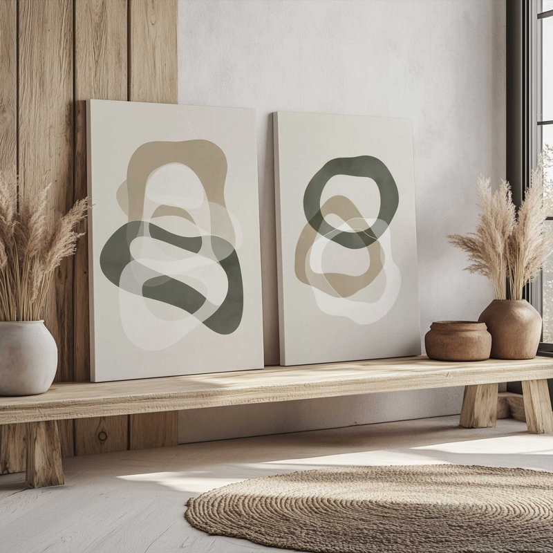 Ensemble de 2 imprimés Serene Loops, Cadre flottant doré poli, 30 po x 20 po