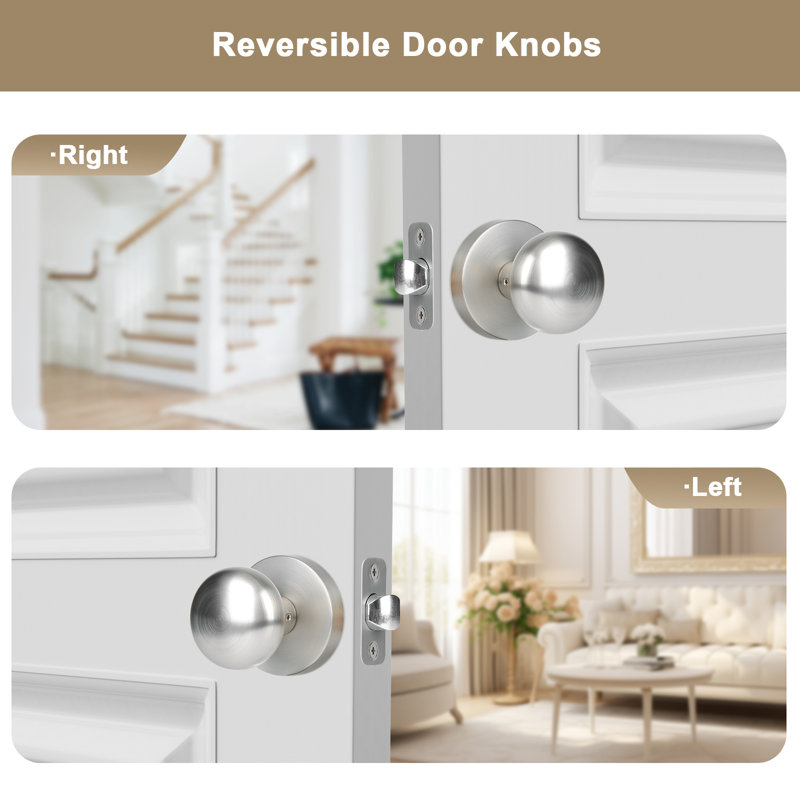 Coolnews Passage Metal Door Knobs, Satin Nickel